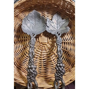 ARTHUR COURT 1997 Grape Leaf Vine Aluminum Salad Serving Spoon Fork Set